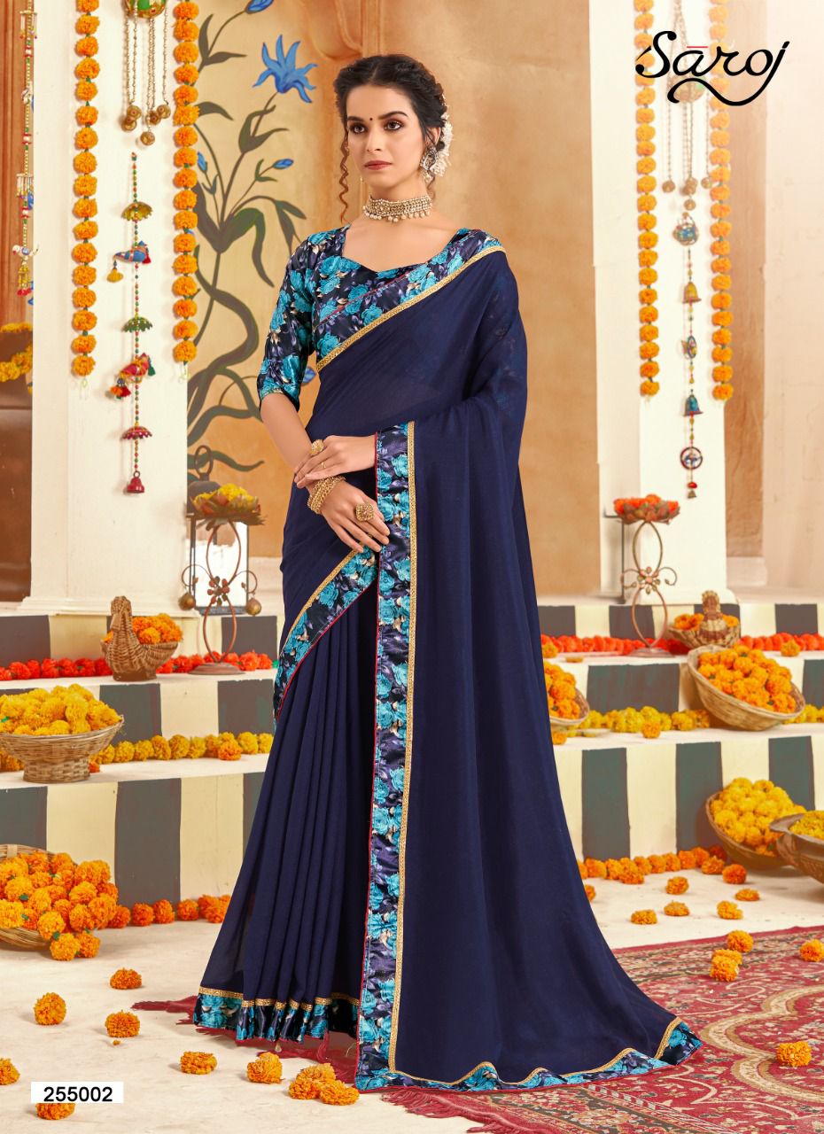 Saroj Divyaa Heavy Festive Wear Vichitra Silk With Border Lace Saree Collection